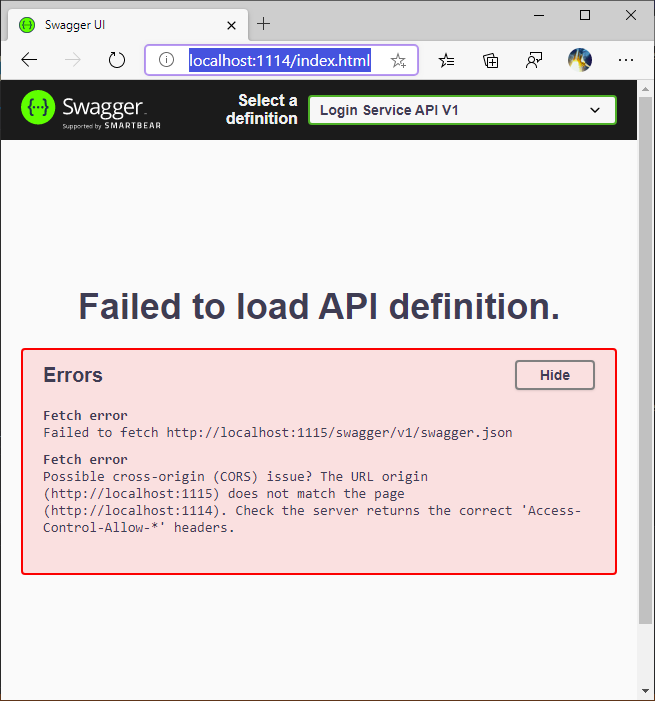 Swagger CORS error